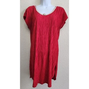 Camicia da notte vintage California Dynasty rossa materiale stropicciato grande leggera morbida - Foto 1 di 5
