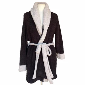 BAREFOOT DREAMS Robe Size 1 ESPERSSO STONE Cozychic Contrast Trim Shawl collar - Picture 1 of 2