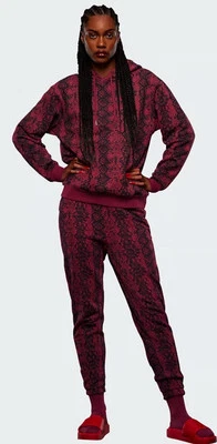 adidas Ivy Park Cherry Wood Snake Print Hoodie Set Joggers Unisex Sz S Burgundy - Image 1 of 4