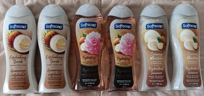 Softsoap Body Wash Gel 20oz Lot of 6 Hydrating Exfoliating Scrub Creamy Moisture - Image 1 of 4