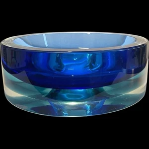 Posacenere Svuotatasche in Vetro Sommerso Blu Murano Vintage - Foto 1 di 23