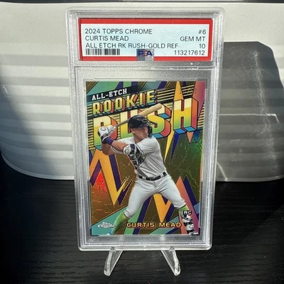 2024 topps chrome baseball curtis mead rookie rush gold refractor rc 16/50 #6 - Image 1 of 2