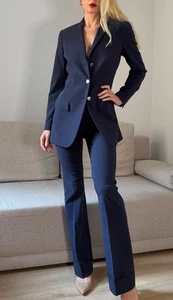 Dolce & Gabbana Navy Wool Suit Blazer & Wide-Leg Trousers IT 42 - Picture 1 of 12