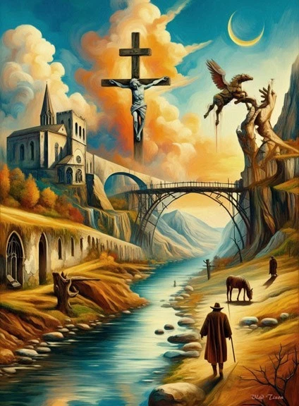 After Salvadore Dali 绘画 Giclee 帆布 16 英寸 x 20 英寸带垫框 — 第 1/1 张图片