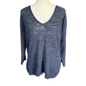 J. Crew blue v-neck 3/4 sleeve stretchy pullover soft loose fitting top size XS - Picture 1 of 8