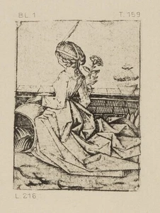 Nach Monogramm MEISTER ES (*1450), Gläubige mit Lilie. Reichsdruck, Repro - Bild 1 von 5