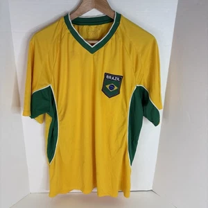 Brazil Soccer Jersey, XL, Rhinox, Yellow And Green, V Neck, Logo - Picture 1 of 6