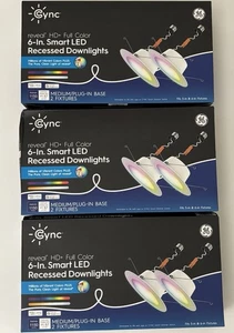 GE Cync Full Color Smart LED 6'' Recessed Downlights 3 Packs (6 Lights Total) - Picture 1 of 6