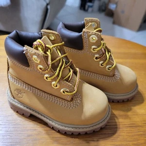 TODDLER'S TIMBERLAND BOOTS PREMIUM 6 IN WATERPROOF WHEAT NUBUCK SZ 4.5 TB012809 - Picture 1 of 9