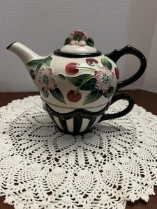 Blue Sky Clayworks Kirsche "Tea For One" Keramik Teekanne NEU - Bild 1 von 9