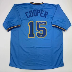 Autographed/Signed Cecil Cooper Milwaukee Blue Baseball Jersey Beckett BAS COA - Picture 1 of 4