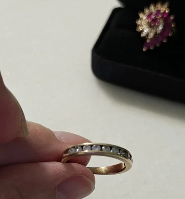 1/4ct Ladies Ring Natural Diamond Channel Set Wedding Band Pure 14K Yellow Gold - Image 1 of 4