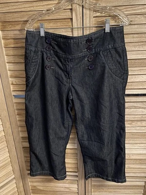 Pantalones capri de mezclilla ligeros cintura 34 American Rag Cie para mujer botones delanteros Foto 1 de 4