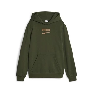 PUMA Downtown Logo Pullover Hoodie Youth Boys Green Casual Outerwear 62159531 - Picture 1 of 2