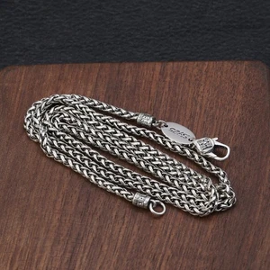 925 Sterling Silver SPIGA WHEAT CHAIN Necklace Vintage Thai Oxidized 3mm 50-75cm - Picture 1 of 11
