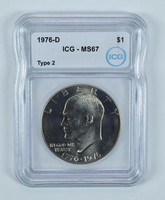 1976-D Eisenhower $1 Tipo 2 MS67 ICG *2648 - Imagem 1 de 4