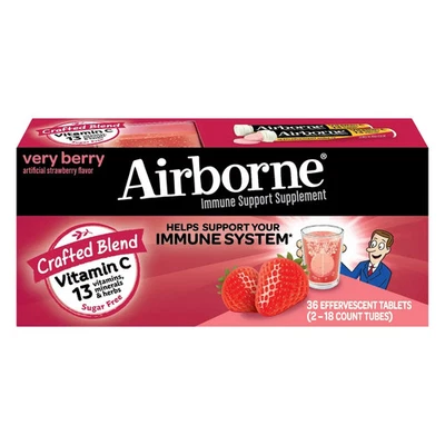 Tableta efervescente Very Berry Airborne Immune Support 36 vitamina C 1000 mg + zinc Foto 1 de 2