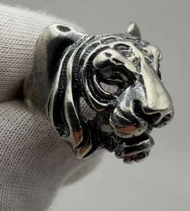 Vintage Sterling Silver 925 Ring Lion Head Bold Statement 11.25g Size US 8 - Picture 1 of 16