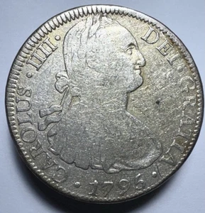 8 Reales 1795 Plata Hispano México Colonial Español, Carolus IIII, MO, FM-0732 - Imagen 1 de 2