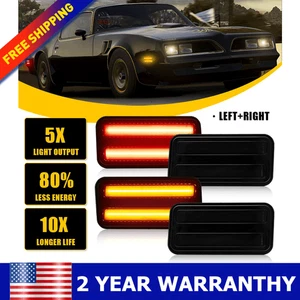 for 1970-1981 Pontiac Firebird/Trans LED Side Fender Marker Light Smoked Lens 4x - Picture 1 of 24