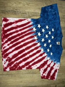 Camisa Azul Líquido Para Hombre XL Roja Blanca Azul Estrellas y Rayas EE. UU. Tie Dye Hippie Tee - Imagen 1 de 10