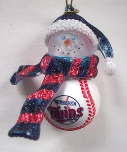 Schneemann Baseball MN Minnestoa Zwillinge Vintage Weihnachtsschmuck - Bild 1 von 4