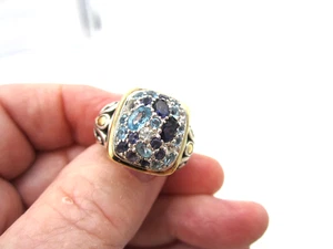John Hardy Sterling Silver 18K Gold Shades of Blue Topaz Iolite Size 7 Ring - Picture 1 of 7