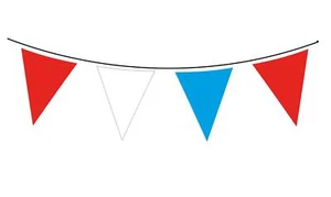 British GIANT Bunting 18 flags 30cm x 45cm 10m Red White Blue rangers, UK Union - Picture 1 of 1