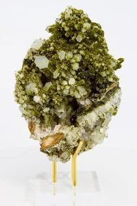 Green Epidote and Quartz Crystal Cluster Hakkari Turkey 136 mm 741g H2121 - Picture 1 of 18
