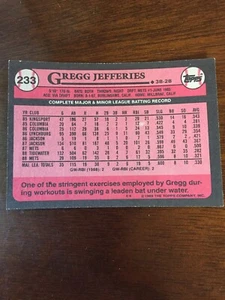 1989 TOPPS #233 GREGG JEFFERIES FUTURE STAR Rookie MINT Wrong Front/Back Proof - Picture 1 of 2