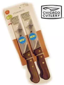 2 CHICAGO CUTLERY Walnut STEAKHOUSE Steak 10" KNIFE SET *Serrated Edge 5" Blade - Picture 1 of 1