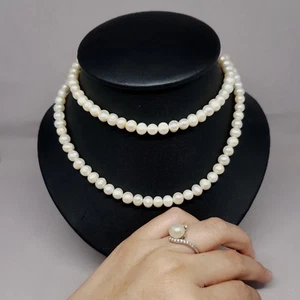 Antiguo Genuino Raro 6-8mm. Juego de Cadena de Perlas Barrocas Doradas De Colección. - Imagen 1 de 8