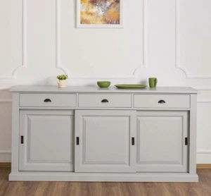 MADIA CREDENZA SCORREVOLE DESIGN PROVENZALE SHABBY CHIC VINTAGE INDUSTRIALE - Foto 1 di 5