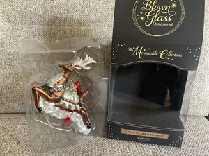 Demdaco Mercantile Collection Glass Blown Christmas Ornament Flying Reindeer Box - Picture 1 of 17