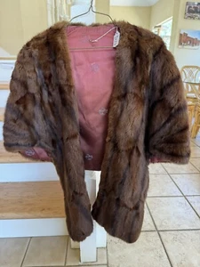Fur Shawl Light Brown Gorgeous - Picture 1 of 4