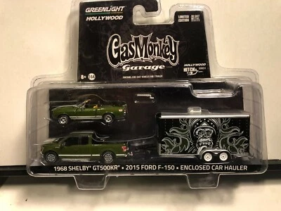 1/64 GREENLIGHT HOLLYWOOD GAS MONKEY 1968 SHELBY GT500KR 2015 FORD F-150 TRAILER - Image 1 of 4