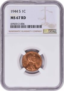 1944-S Lincoln Cent MS67RD NGC