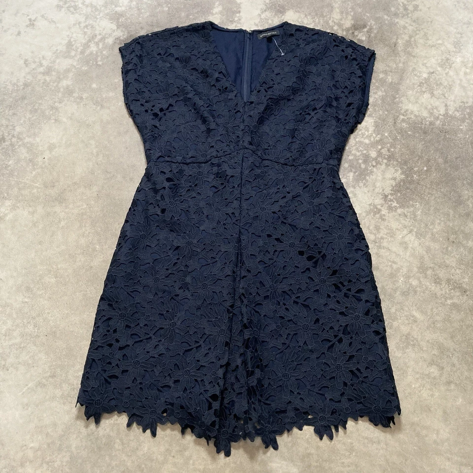 Banana Republic Dress Womens 14 Navy Blue Crochet Lace Floral Dolman Sleeve - Image 1 of 4