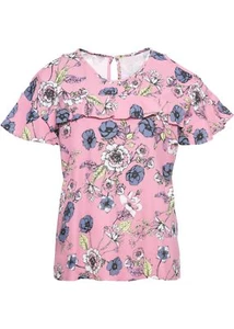 Cold-Shoulder-Bluse mit Volants Gr. 48 Hellrosa Kurzarmshirt Bluse Tunika Neu* - Bild 1 von 1