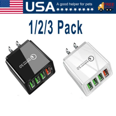 4 puertos carga rápida QC 3.0 USB Hub pared hogar cargador adaptador enchufe Foto 1 de 4