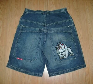 Vintage JNCO Bulldog Grail Jean Shorts Size 38 Jorts 90s Skate Vtg Streetwear - Picture 1 of 6