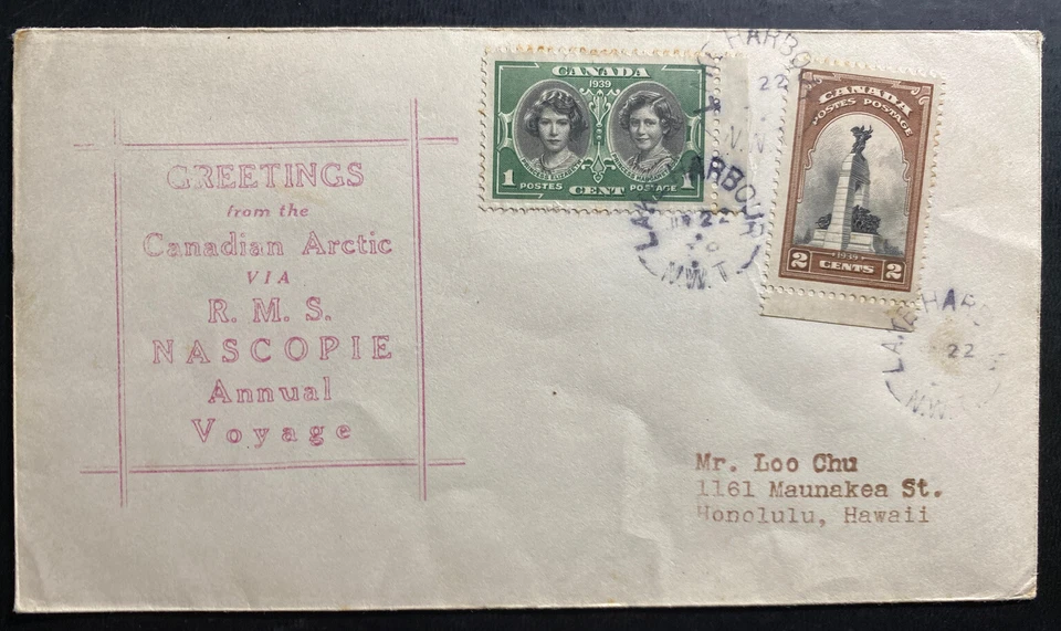 1939 Lake Harbour Canada Arctic Anual Voyage First Day Cover FDC RMS Nascopie - Image 1 of 2