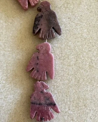 Pink Rhodonite Thunderbird Beads - New Old Stock - Image 1 of 4