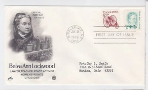 TurtlesTradingPost- Belva Ann Lockwood 1986 #2178- FDC Artcraft Variety Cachet - Picture 1 of 1