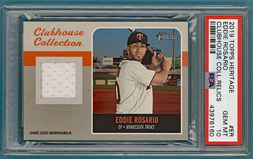 2019 Topps Heritage Clubhouse Coll. Eddie Rosario Game Used Jersey #ER PSA 10!  - Image 1 of 2