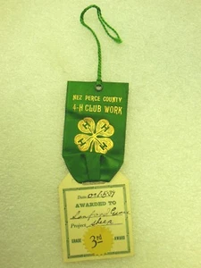 old 4-H Club Ribbon NEZ PERCE COUNTY Idaho for Sheep 3rd Place Award 1939 - Picture 1 of 5
