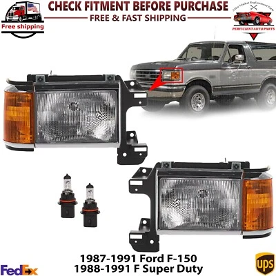 Faro con marcador lateral izquierdo y derecho para Ford F-150 88-91 F Super Duty 1987-1991 Foto 1 de 4