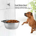 Stainless Steel Hanging Food Water Bowl Feeder For Cat Pet Dog Puppy Crat UK MAI