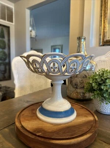antique porcelain Fruit Basket Table Centerpiece Candy Dish Pedestal Fruit Dish - Picture 1 of 12