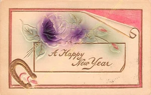 Embossed Fancy New Year Horse Shoe cpa ca1910 - Picture 1 of 2